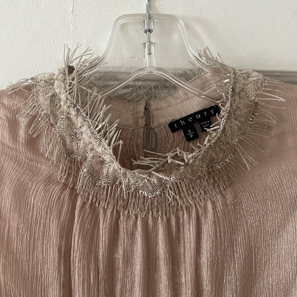 Theory mock neck sleeveless blouse in dusty rose pink - Picture 4 of 5
